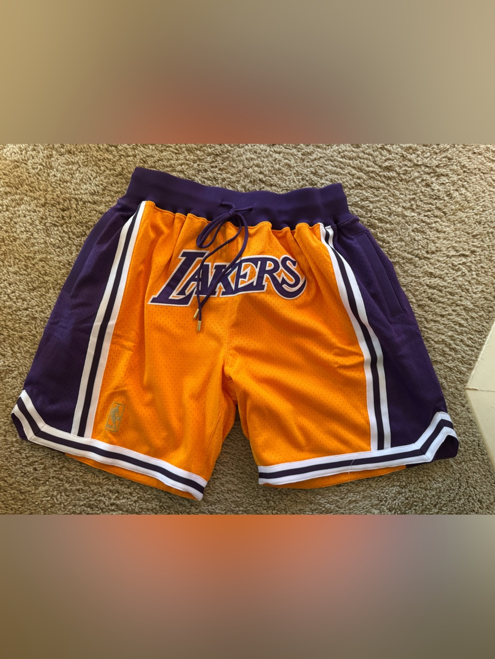 JUST DONE Mitchell & Ness Purple and Gold Hardwood Classics Shorts